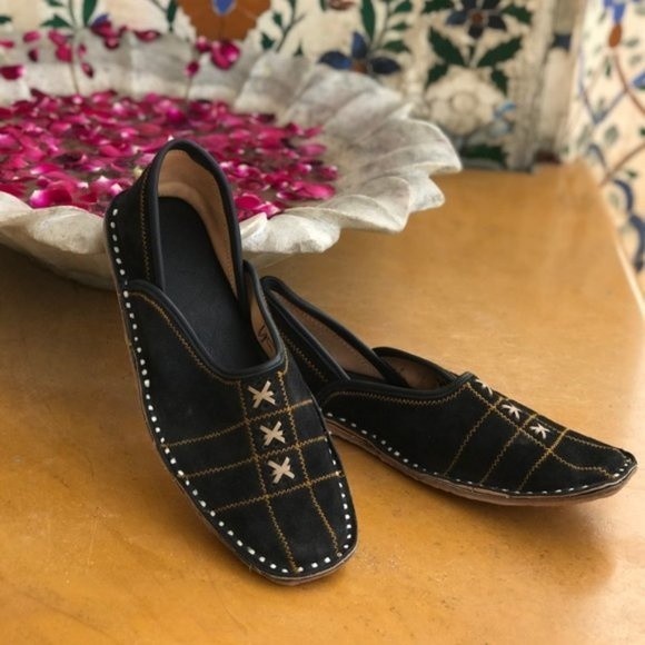 Artisan Crafted Black Suede Mens shoes from India main image 2